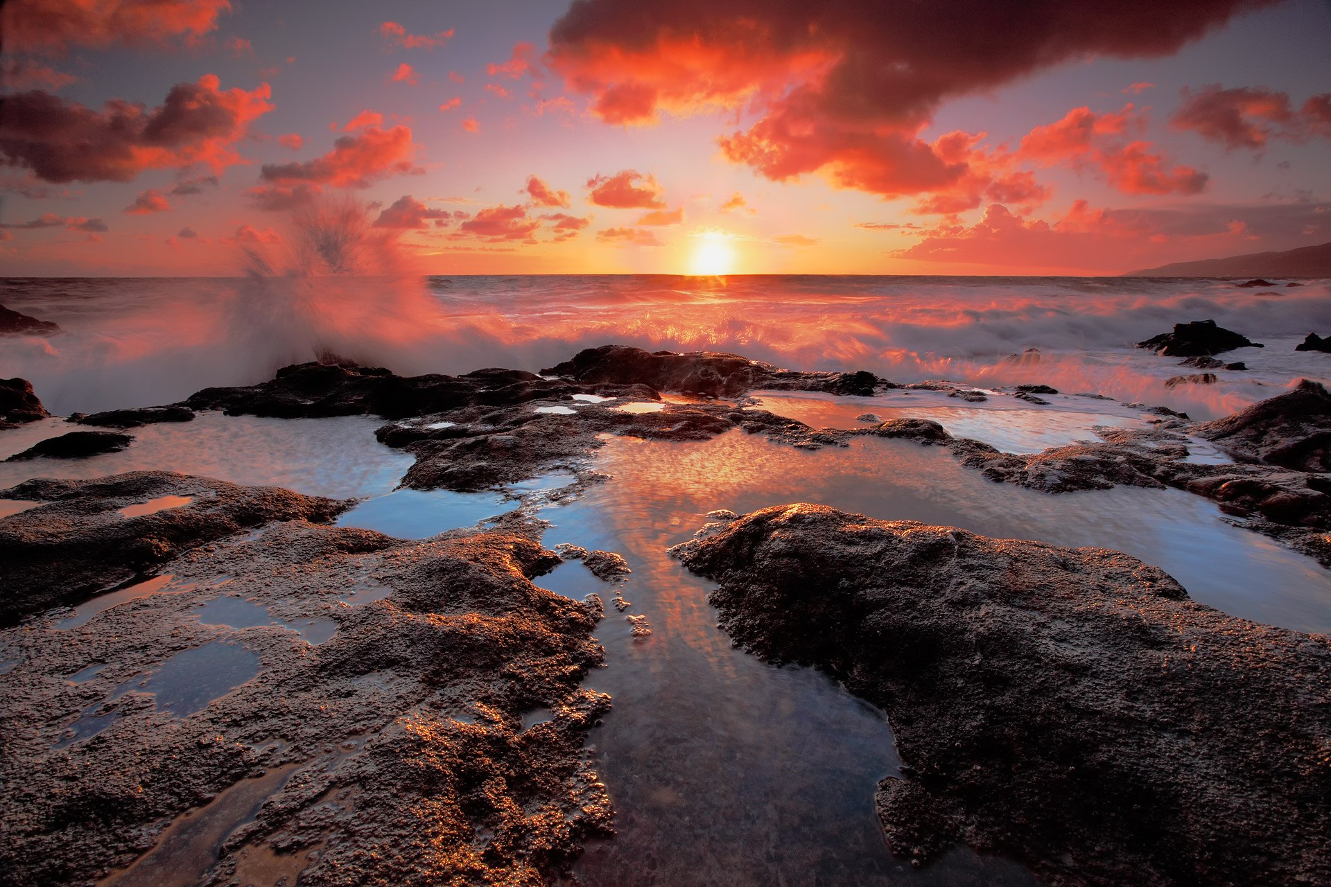 tide pools at sunset